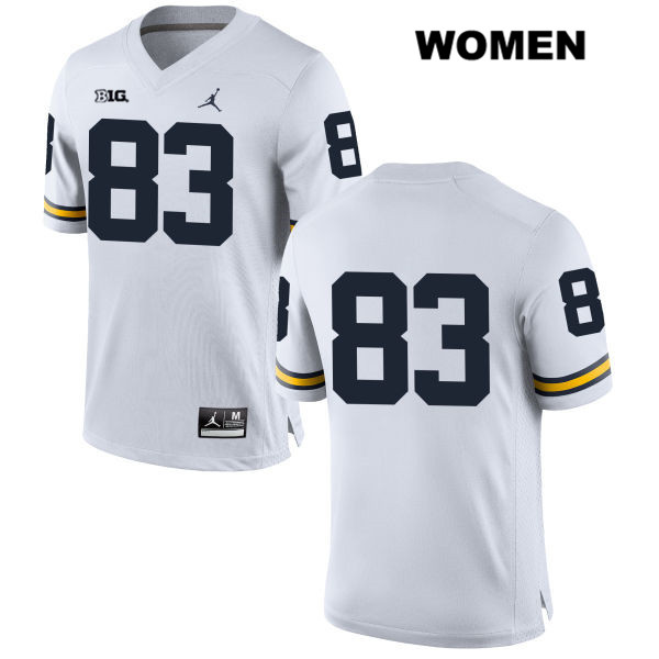 Women's NCAA Michigan Wolverines Zach Gentry #83 No Name White Jordan Brand Authentic Stitched Football College Jersey KS25A17VB